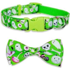 Dog  Halloween Dog Collar with Bow Tie Medium-(12.5-20") Neck * 3/4" Wide)